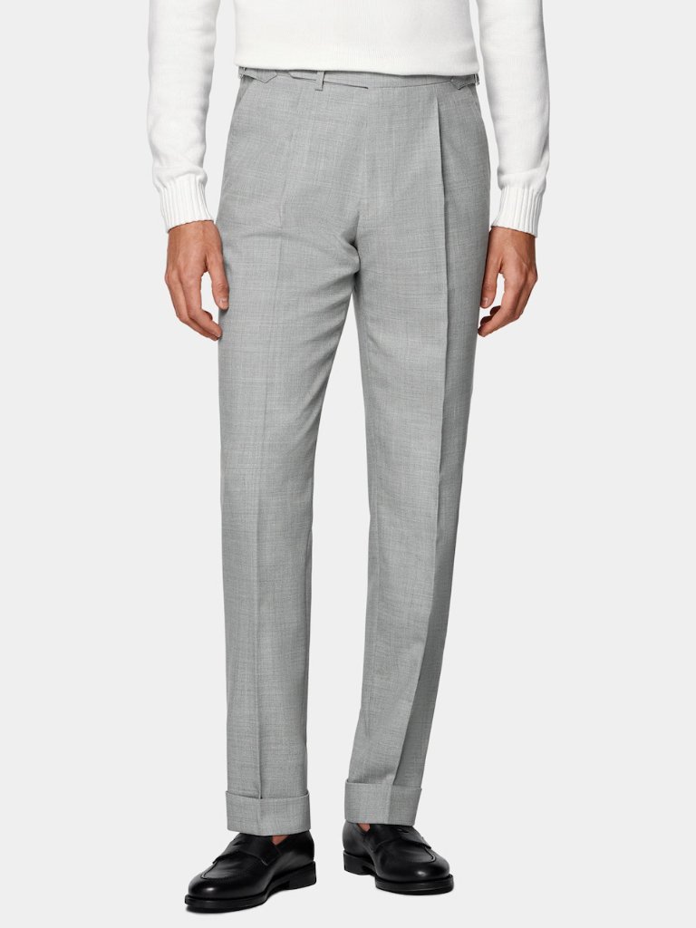 Suit Supply Light Grey Slim Leg Tapered Trousers In W32